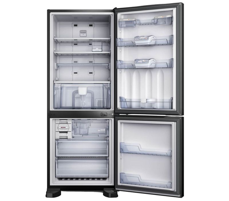 Geladeira-Preta-422-Litros-Frost-Free-Ative--Inverse-Brastemp---Geladeira-Preta-Brastemp-BRE50NEANA---Visao-Frontal-Portas-Abertas
