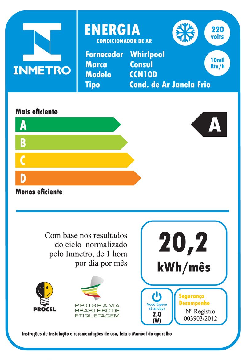 Ar-Condicionado-10000-Btus-Eletronico-Consul-Frio---Ar-Condicionado-10000-Btus-CCN10DB---Selo-do-Inmetro