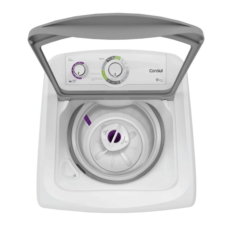 Imagem-superior-da-maquina-de-lavar-com-a-tampa-aberta-e-seu-interior-vazio.