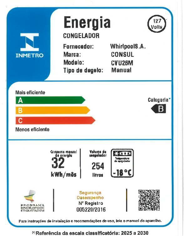 Consul_Freezer_CVU26MB_Selo_Inmetro_127V