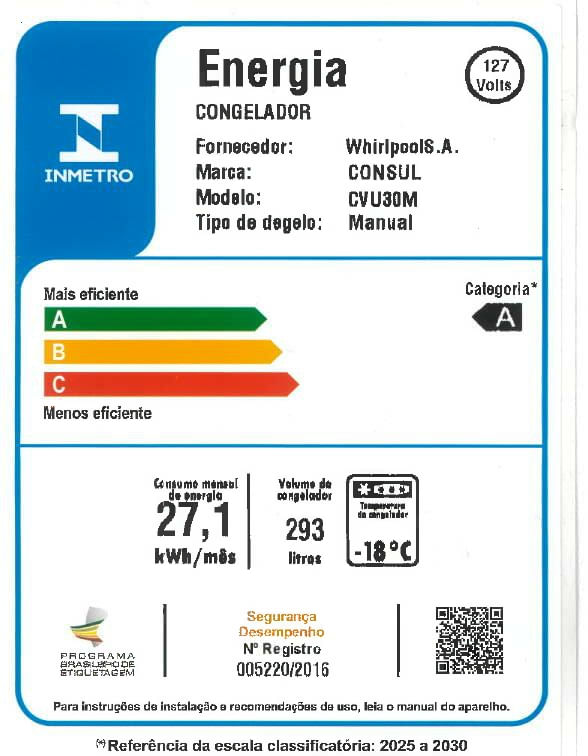Consul_Freezer_CVU30MB_Selo_Inmetro_127V