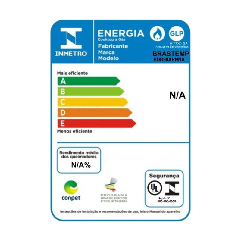 Brastemp_Cooktop_BDR90AR_Selo_Inmetro_127V_Novo