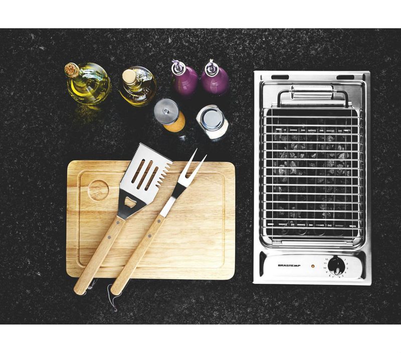 Churrasqueira-Eletrica-2500W-Cooktop-Domino---Churrasqueira-Cooktop-BDH30ARBNA---Vista-Superior-Instalada