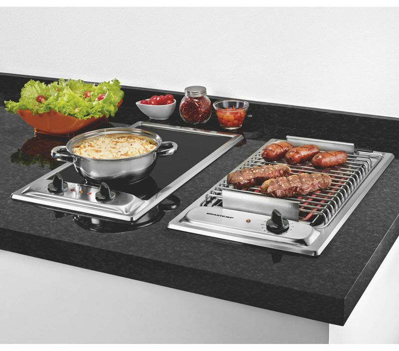 Churrasqueira-Eletrica-2500W-Cooktop-Domino---Churrasqueira-Cooktop-BDH30ARBNA---Em-Uso