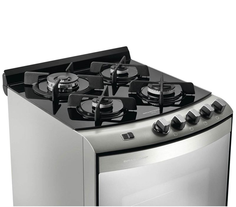 Fogao-4-bocas-inox-Brastemp-BFS4VAR---Imagem-em-zoom-destacando-a-mesa-de-vidro-do-fogao